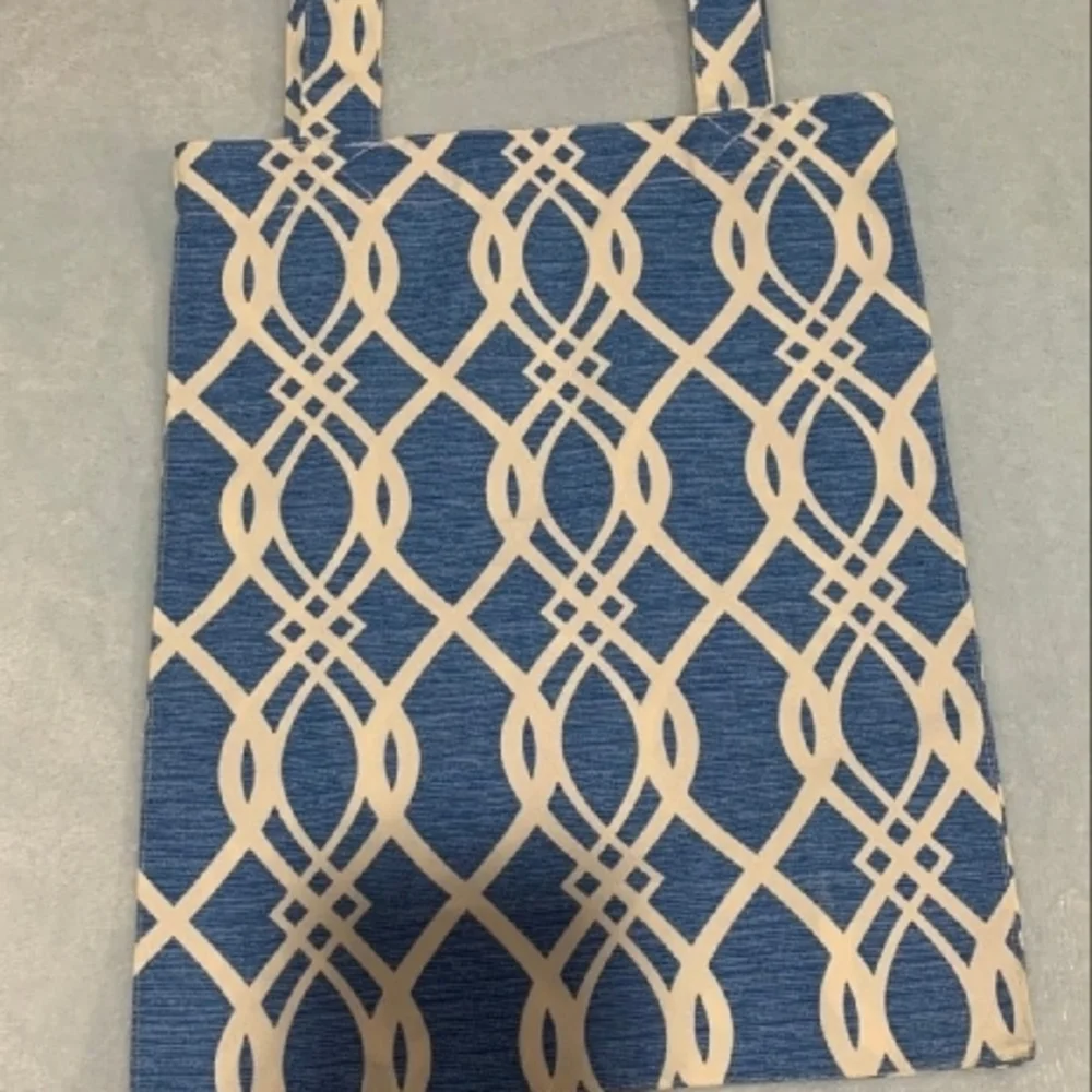 Blue and White Geometric Pattern Tote Bag